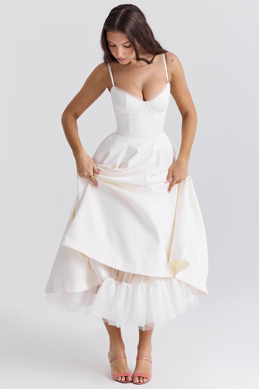 Ivory Tulle Midi Dress