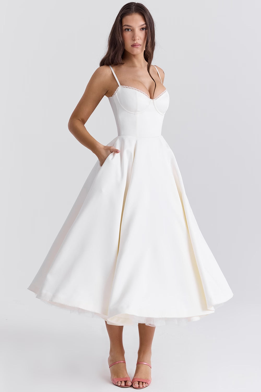 Ivory Tulle Midi Dress