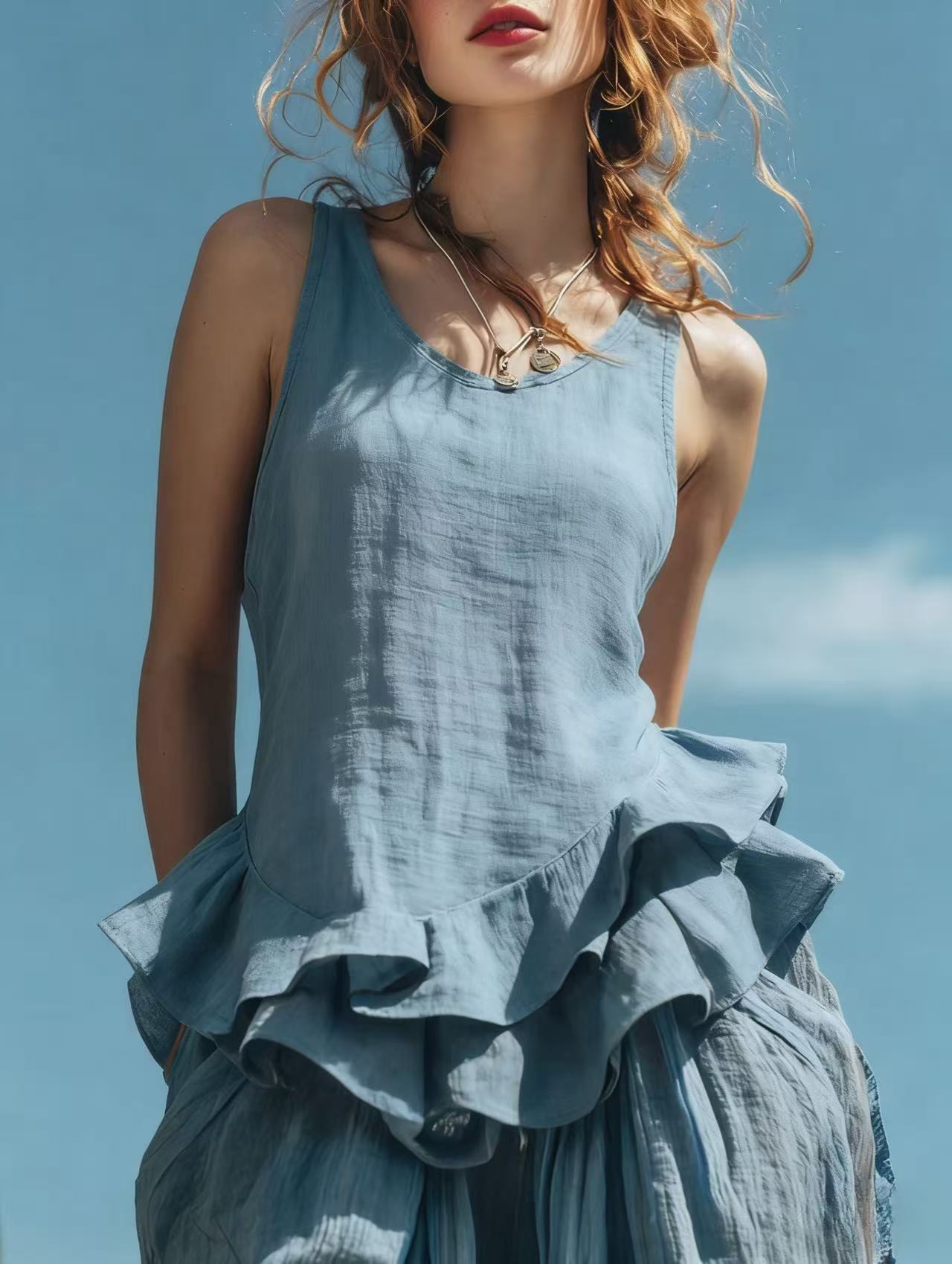 Boho Ruffle Hem Tank Top