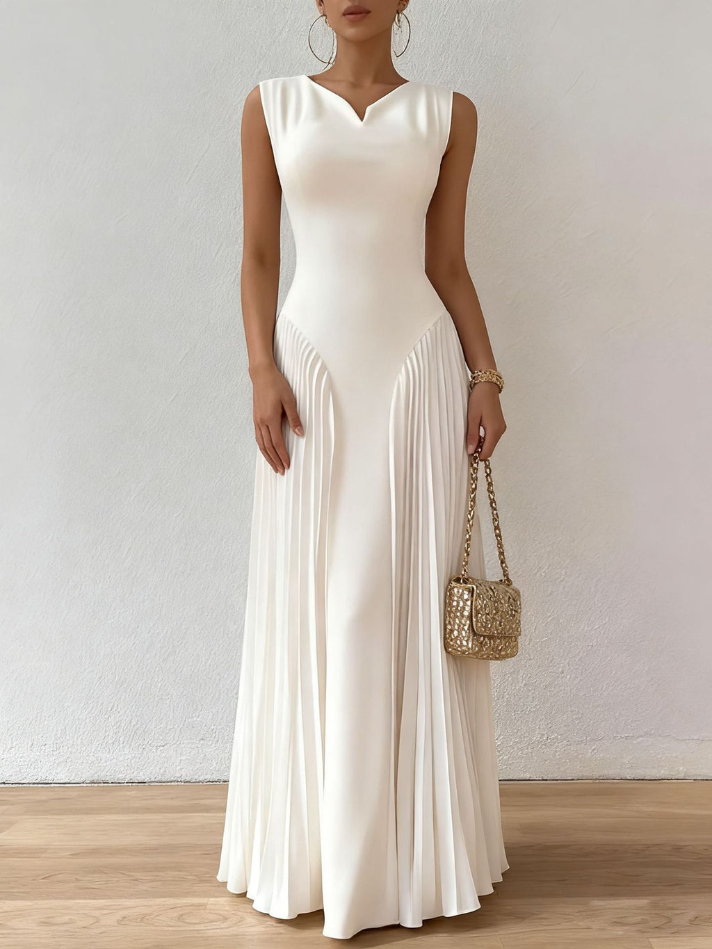 Elegant Pleated Maxi Dress