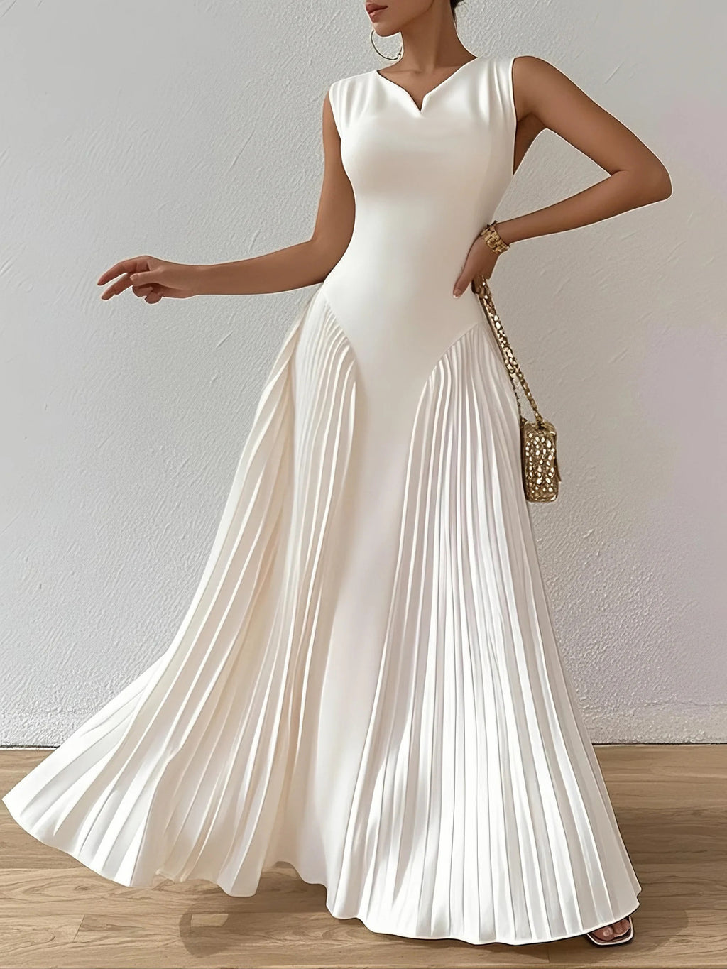 Elegant Pleated Maxi Dress
