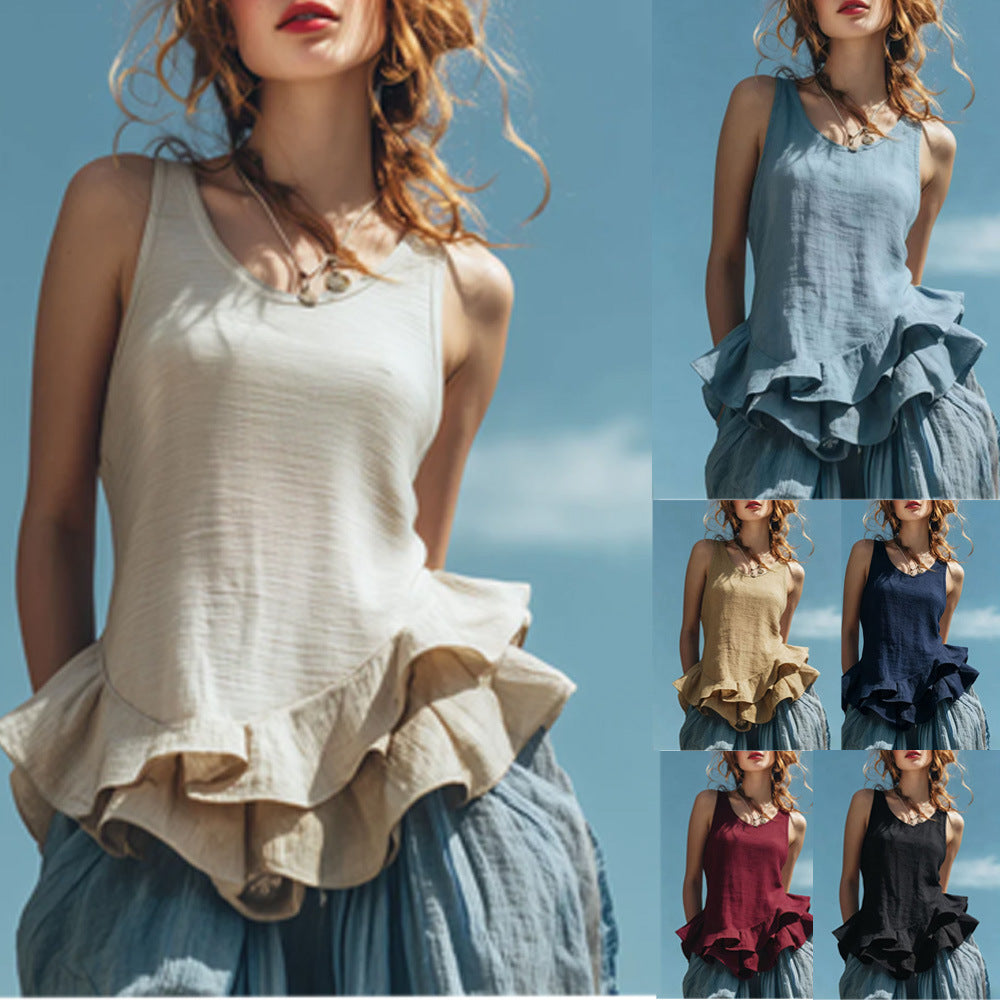 Boho Ruffle Hem Tank Top