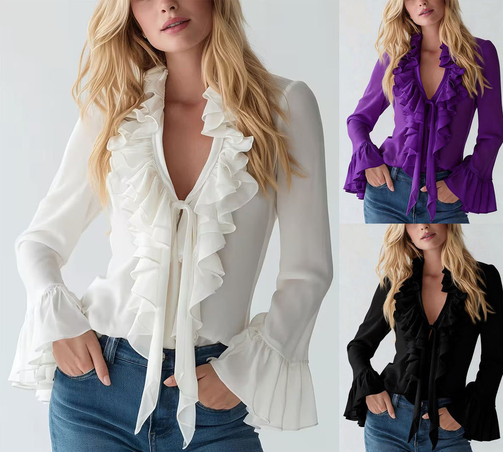 Romantic Cascading Ruffle Blouse
