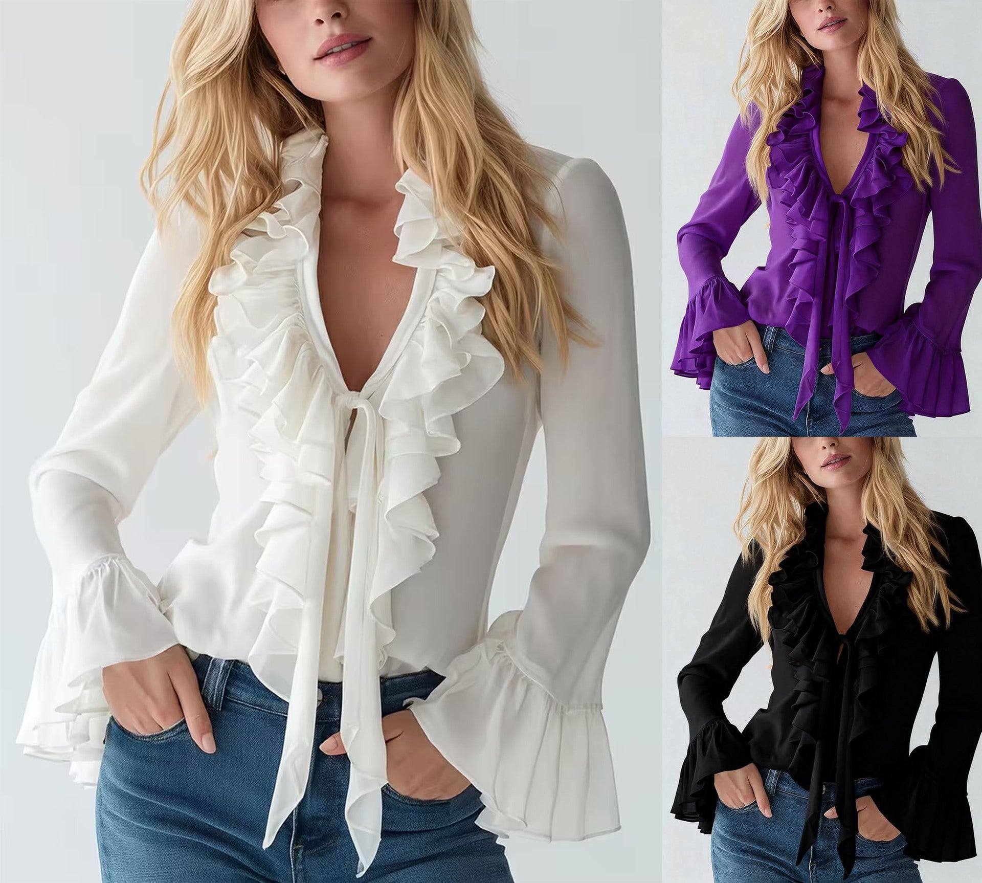 Romantic Cascading Ruffle Blouse