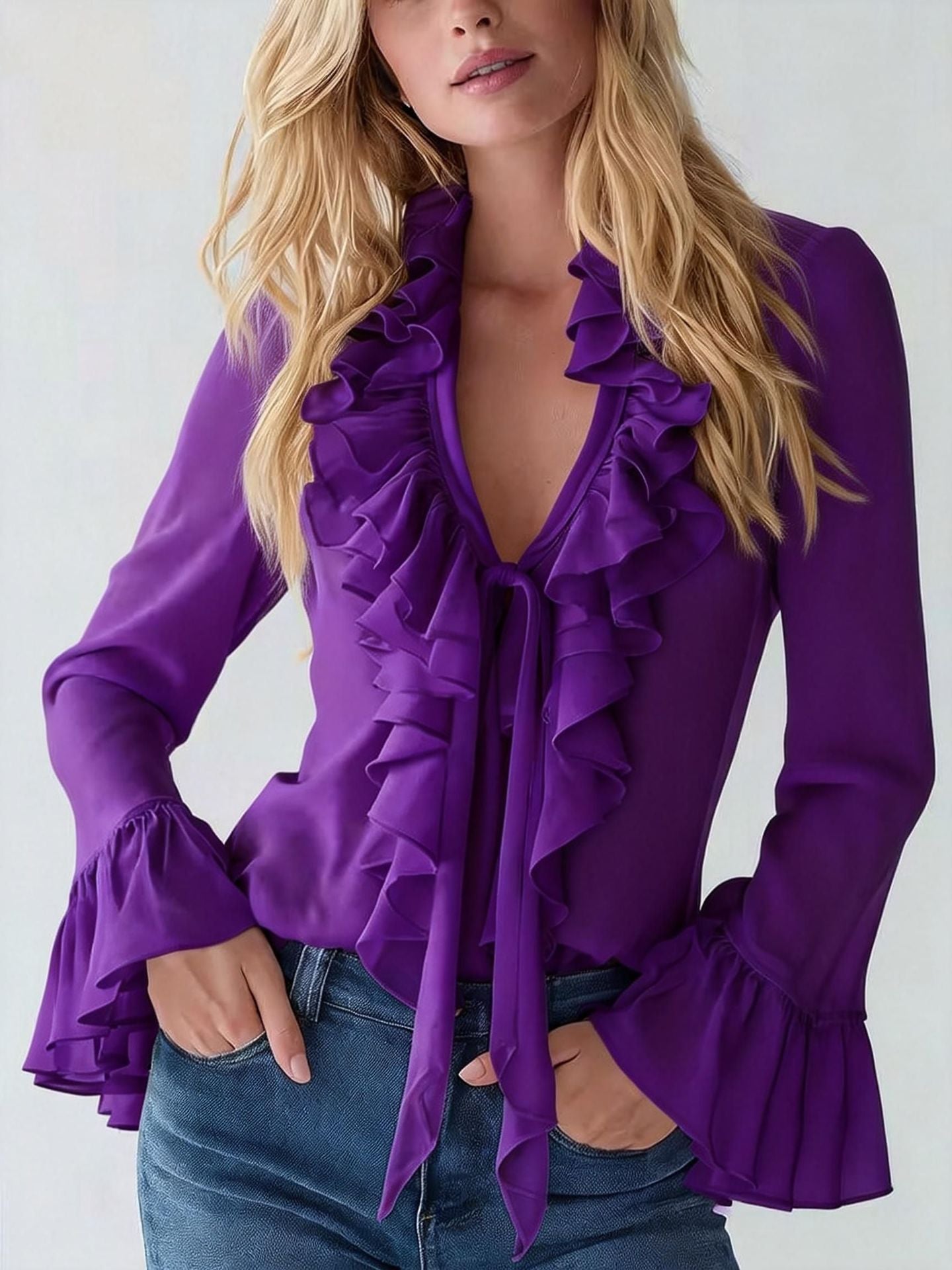 Romantic Cascading Ruffle Blouse