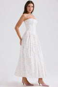 White Posy Print Cotton Midi Sundress