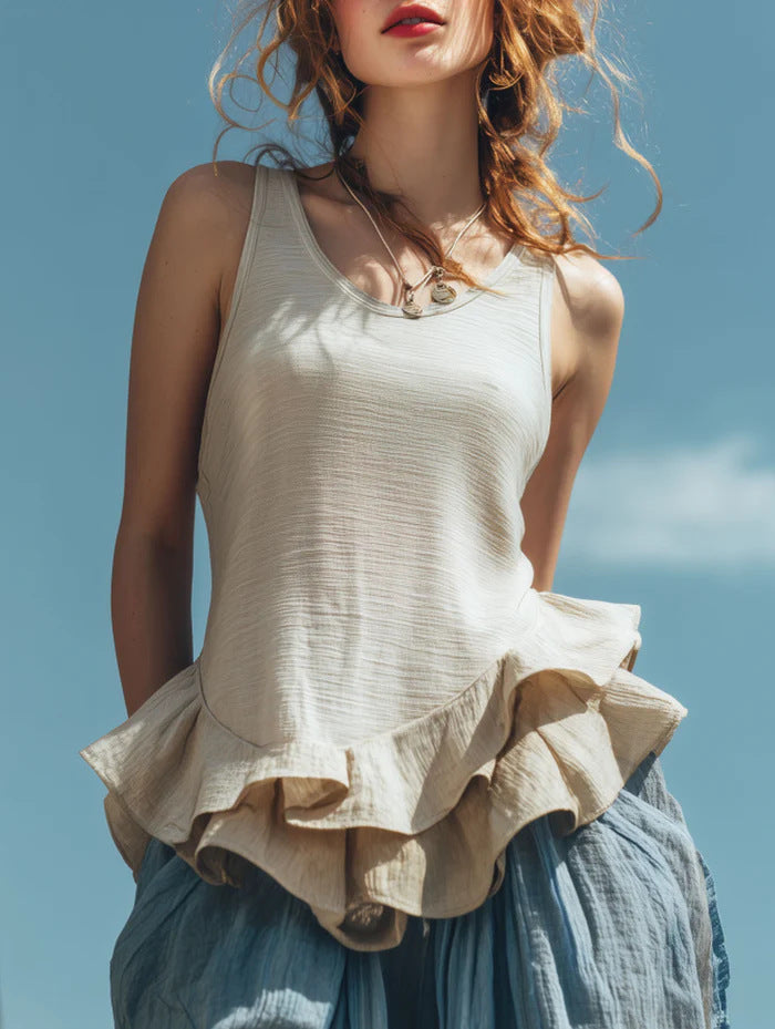 Boho Ruffle Hem Tank Top