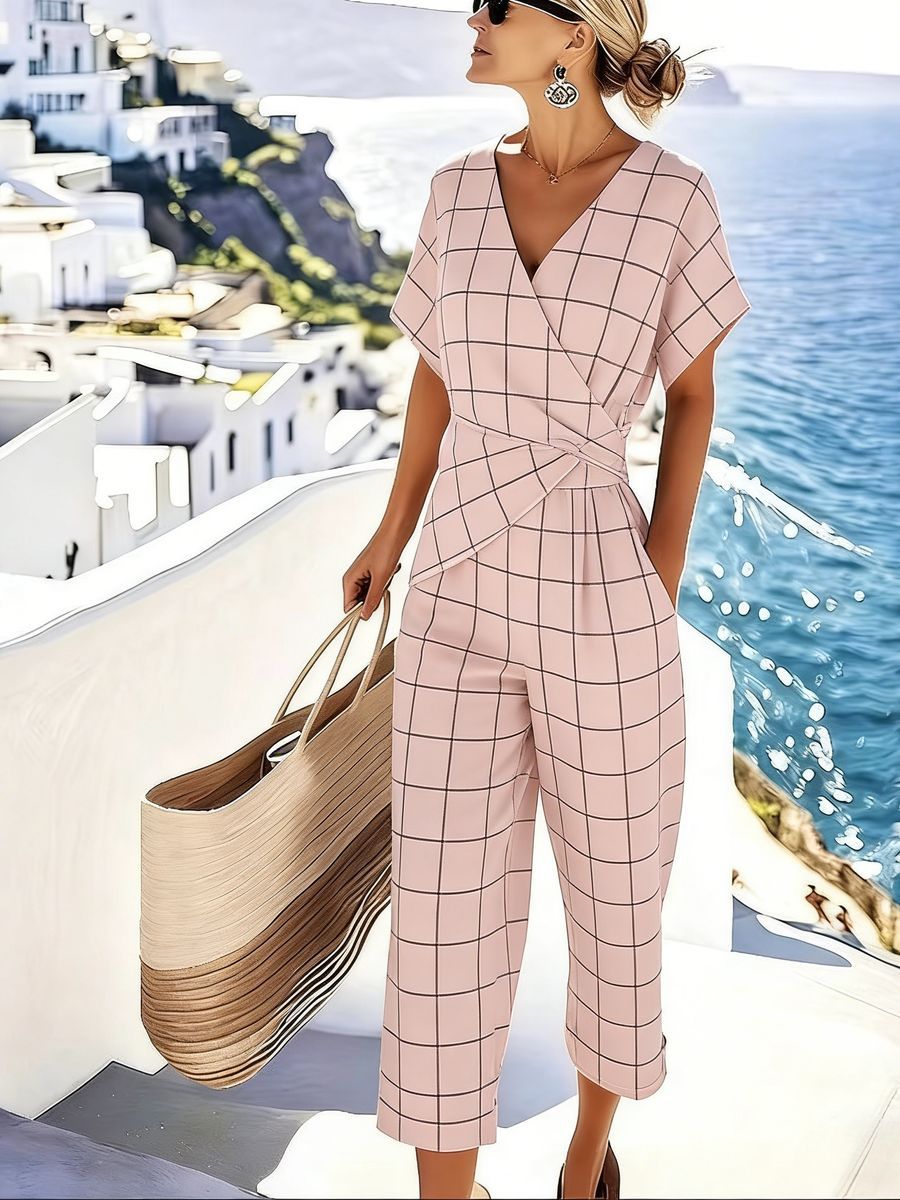 Women's Casual Fashion Solid Color Irregular Short-Sleeve Set